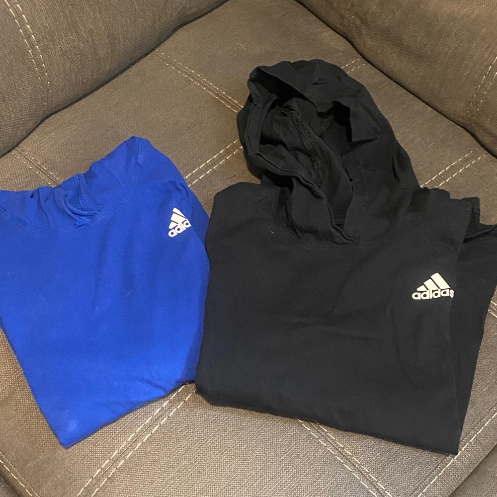 Adidas Black and Blue Long Sleeve Tee with Hood